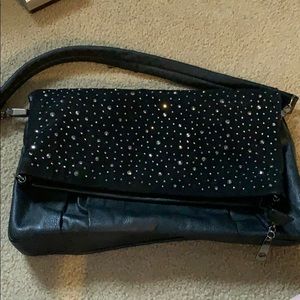 Sparkly black fold over purse